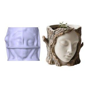 Flexible Silicone Tree Shadow Face Shape Planter Mold For Resin Art Concrete Casting Decorative Container