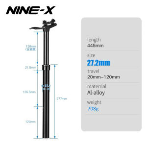 Nine-X Dropper 272 Seatpost + Suspension Hybrid Mode Setpost Hidrolik Tiang Sadel Empuk Suspension Seatpost Carbon Remote Kabel Luar Kabel Dalam Hidraulic Seatpost 27.2 Hidrolis Tuas Manual Telescopic Tiang Sadel Lifting Adjustable Tarik Zoom 272 mm