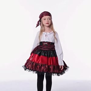 Halloween Costume Nightclub party gathering navigator cosplay Performance wear Red striped lace pirate costume