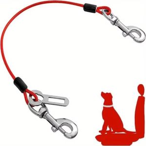 CHARRISSA Comfy Dog Car Harness Chew-Proof Secure Dog Seat Belt Universal Wire Rope Pet Safety Leash Car Travel
