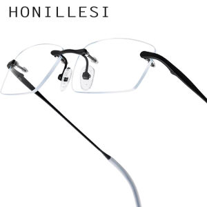 HONILLESI Pure Titanium Eyeglasses Frame Men Brand Design Ultralight Rimless Glasses Women New Frameless Japanese Optical Eyewear 7302