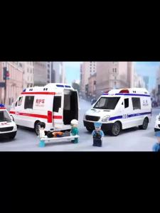 BH TEMI ambulance Car 120 metal alloy toy car model die-casting car boy and child simulation sound and light effect toy2025
