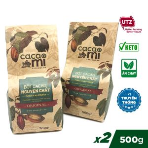 Bột cacao nguyên chất không đường CACAOMI Original vị truyền thống dùng pha chế socola nóng milo dầm trà sữa granola giảm cân ăn kiêng 1kg