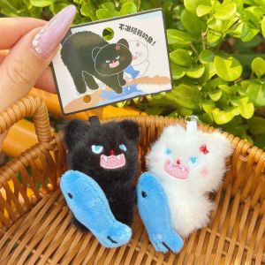 IDEAL 2pcs น่ารัก คีย์เชนแมวโกรธ โลหะผสม ขนาดเล็ก จี้คู่รัก น่ารัก การ์ตูน กระเป๋าเสน่ห์ เด็กๆ
