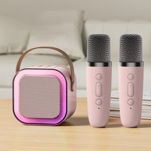 Loa Bluetooth Mini K12 kèm 2 mic không dây đèn led nháy theo nhạc công suất 10W