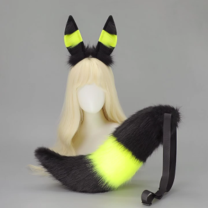 Foxes Wolf Ears Headband Faux Furs Tail Halloween Cosplay Party Costume Accessories Gumiho Costume for Women Men Gifts