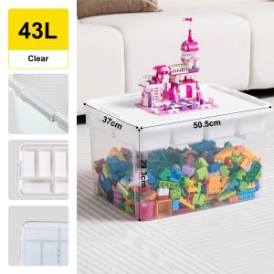 Citylife Toy Storage Box Building Blocks Organizer with Baseplate Lid Stackable LEGO Plastic Box 16L/30L/43L