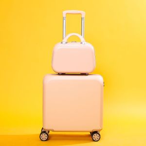 14"18" 20 Inch Carrier Ladys 2 Pieces Carry-on Makeup Travel Suitcases Sets With Wheels Password Lock Small Trolley Roller Luggage Cosmetic Bag Check-in Case Free Shipping