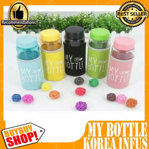 Botol Minum My Bottle Full Colour Bening / Botol Minum 500 ml BPA Free + Pouch Busa / Korean style infused water