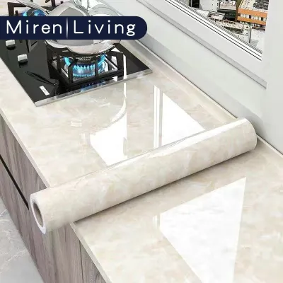 Wall Paper Self Adhesive Kitchen Oil Proof Marble Sticker Bathroom Waterproof PVC Wallpaper Stiker Dapur Anti Minyak