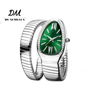 DUALMELLA Vòng Tay Đầu Rắn Cá Tính Thời Trang Nữ Sang Trọng Chính Hãng Đồng Hồ Rắn Kim Cương Bằng Thép Không Gỉ Hiển Thị Dạ Quang Chống Nước Xu Hướng Thời Trang Cho Nữ