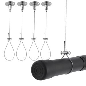 LUMIYA Adjustable Steel Wire Rope Stainless Steel Curved Layouts Curtain Rod Hanging Rope Heavy Duty Universal Shower Curtain Rod Support Rope For Curved/L-Shaped/Curtain Rods