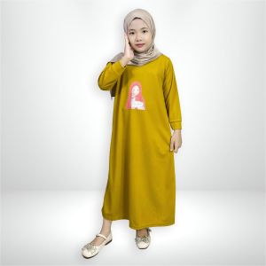 CF Kids Gamis Anak Perempuan Print DTF Alhamdulillah Baju Muslim