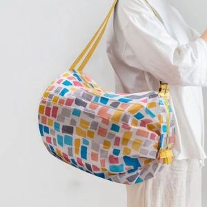 YERZ Creative Folding Shopping Bag Reusable Portable Beach Bag Eco-friendly Lightweight Foldable Eco Bag Supermarket