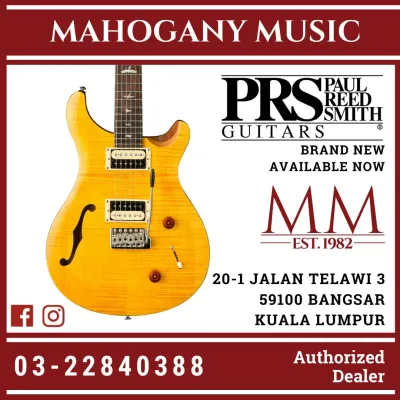 PRS SE Custom 22 Semi Hollow Electric Guitar w/Bag Santana Yellow