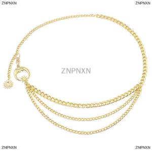 [COD] ZNPNXN 1Pc Women Waist Chain Belt for Dress Skirt Belts with Moon Star Waistbands Ladies Clothing Chain Accessories