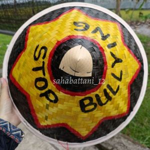 Caping lukis motif unik / topi caping lukis petani bambu