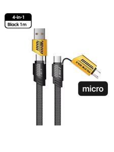 JJ8899 65W 4in1 MICRO  Fast Charging Cable 27W 65W PD Fast Charger Data Cord 4 In 1 Multi-device Mobile Phone Metal Braided Cable Mechanical Style Zinc Alloy micro   TYPE -C USB Charger