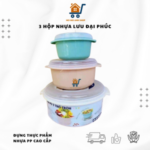 Bộ 3 Hộp Nhựa Lưu Đại Phúc 3 Size Lớn Nhỏ – Hộp Đựng Thực Phẩm Dùng Lò Vi Sóng Nhựa PP An Toàn