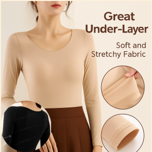 【Self-heating Thermal Clothing】 Ultra Thin Thermal Underwear Shirt For Women Round Neck Seamless Thermal Bottoming Shirt Plus Size