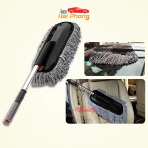 Chổi nano sợi dầu lau rửa xe ô tô chuyên dụng - cán kéo dài đầu dẹp