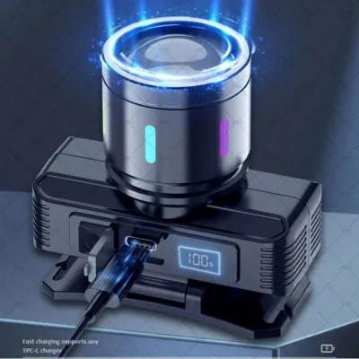 Senter Kepala ZOOM 100Watt 3 Warna bisa SENSOR KX-1832-3 Cahaya PUTIH KUNING dan BIRU 5 Mode rechargerable TYPE C Kemah camping mancing Outdoor Headlamp LASER Murah Berkualiatas dan terlengkap