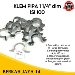 KLEM BESI PLAT PIPA UKURAN 1 1/4 ( SATU SEPEREMPAT ) INCH ISI 100 BIJI PER PACK HARGA MURAH PROMO DISKON TERLARIS BARANG BERKUALITAS