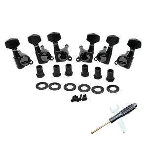 RUANGE 6pcs Totally Closed Sealed Guitar String Pegs Machine Heads Metal Guitar String Tuning Pegs Guitar Knob Parts 3L 3R Machine Head Tuners Keys Guitar Accessories
