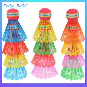 [Feibe Befei] 12 PCS Badminton EVA Rainbow Ball Head Nylon Badminton Feathers For Game