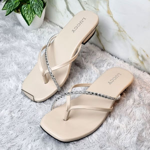 Luccy H02 Sandal Hak Wanita 3cm Model Jepit Jumbo Size 41 42 43 44