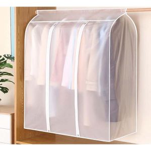 3D Zipper Clothes Dust Cover Clothes Storage Waterproof Dustproof for Garment Storage Hanging Pockets Washable Dust Cover Wardrobe Hanging Cover