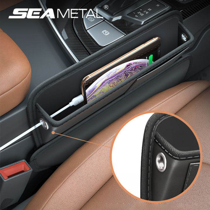 Car Seat Slotted Storage Box for Car Central Control Leather Nylon Car ...