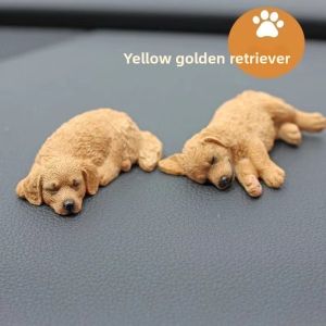 NOBLELUX 2Pcs Resin Model Dog Car Ornaments Golden Retriever Sleeping Puppy Tabletop Decoration Cute Car Interior Gift Dog Toy Figure Statue for Car Dashboard