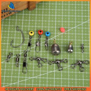 Vktech 162Pcs Swivel Accessories Set American Swivel + b-Pin Fishing Beads Crank Hook for Outdoor Sport Multi-Tools