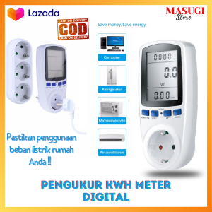 Pengukur kWh Meter Listrik Digital Power Daya Volt Ampere Watt/Cek Biaya Lisrik Beban PLN DiRumah Multifungsi TaffWare/Watt Meter AC Digital Electric Power EU Plug