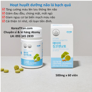 Viên uống hoạt huyết dưỡng não tăng cường máu não ngăn ngừa đột quỵ tăng lưu thông máu làm tan cục máu đông cải thiện trí nhớ giúp ngủ sâu ngủ ngon chiết xuất từ lá bạch quả (500mg x 60 viên) - Atomy Ginko and Natto - 애터미 은행나무와 낫토 - Атоми Гинкго Би