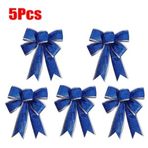 \ud83d\udd255Pcs Giáng sinh lấp lánh Cung đồ trang trí Cây giáng sinh Bowknot Năm Mới Giáng Sinh Kỳ Nghỉ Nhà quà tặng trang trí tiệc nơ ruy băng Thủ Công Mỹ Nghệ