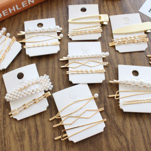 3pcs/set Korean Pearl Metal Hair Clip Hairband Comb Pin Barrette Stick Hairpin Headdress Accessories Beauty Styling Tools Ins for Girls