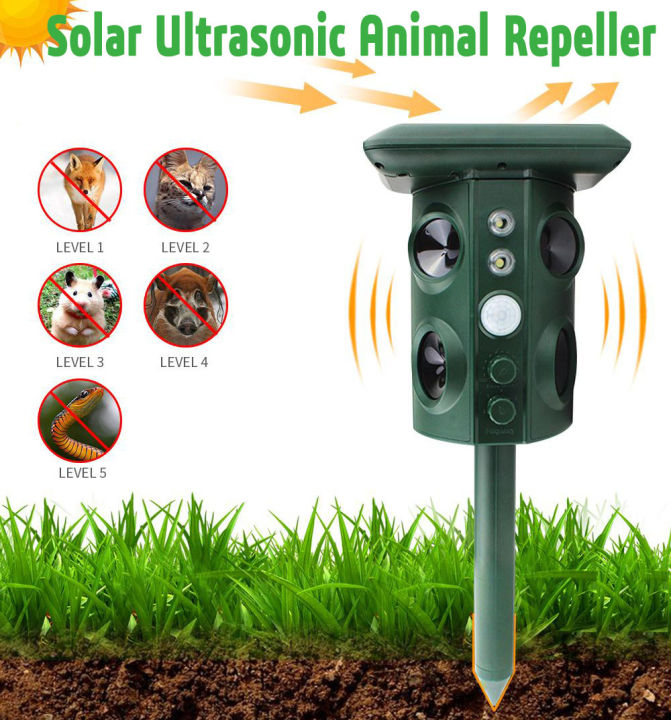 Solar Ultrasonic Animal Repeller Outdoor Bird Warner Drives Insect ...