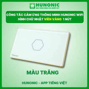 Công Tắc Cảm Ứng Wifi Hunonic Hình Chữ Nhật Viền Vàng 1 Nút
