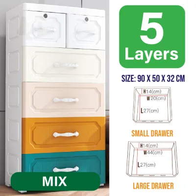 [Clearance] ROCO 50cm Plastic Cabinet Clothes Cupboard Almari Laci Wardrobe Drawer Rak Baju Laci Tingkat Plastik