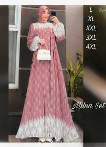 Gamis Motif Geometris Lengan Panjang Pakaian Muslim L-XL/XXL-3L/4L