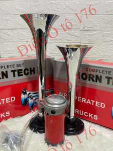 Bộ còi sinh hơi 2 loa INOX bộ còi tạo hơi Inox kèm nô tơ cho xe 12v và 24v chỉ cần ắc quy