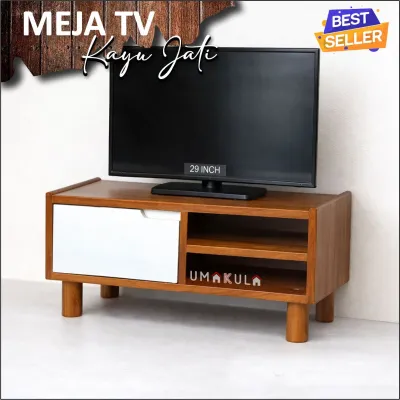 Bufet Buffet Rak Lemari Meja TV Ruang Tamu Kayu Jati 2 Pintu Serbaguna Estetik Minimalis Modern