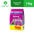 Whiskas Dry Kitten Ocean Fish Premium 1.1kg FREE Whiskas Pouch Kitten Mackerel 80g. 