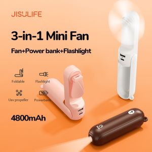 JISULIFE 3 in 1 Mini Fan Handheld Fan Usb Pocket Fan Portable Fan with Mobile Phone Charging and Flashlight Function Rechargeable Fan for Wowen Kids Travel Office Outdoor