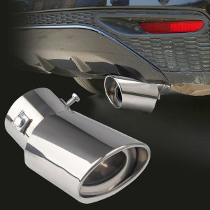 Universal Car Exhaust Muffler Tip Half Blue Round Straight/Curved  Stainless Steel Chrome Tail Muffler Exhaust Tip