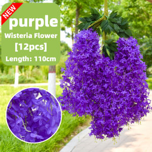 (Buy 1 Get 1 Free) Simulated wisteria flowers artificial flowers violets ceiling flowers rattan indoor wedding decorations rattan strips plastic flower strips vine plants (Gift of simulated plant leaves)