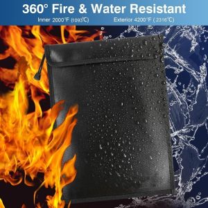 2000°F Fireproof Waterproof File Bag Storage Pouch for A4 Letter Size Document Cash Cell Phone Tablet 11X15inch