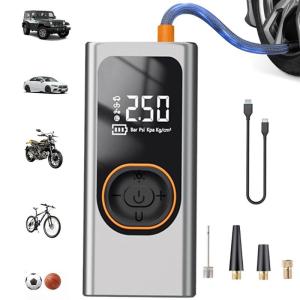 Bike Car Starting Device Jump Starters Digital Tire Inflator with LED Light for Unexpected Low Tire Pressure Situations